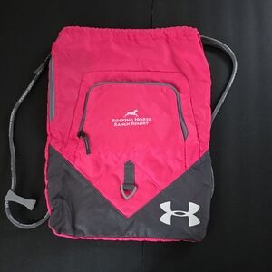 Pink Under Armour Nylon String  Backpack Bag w/"Rocking Horse" Embroidered Logo